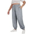 thumbnail image 4 of Plus Size Wide Leg Sweatpants for Women Summer Bandage Elastic Waist Comfortable Pocket Pants Casual Solid Pant, 4 of 6