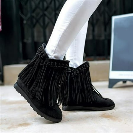 

Gubotare Women Winter Boots Women s Chelsea Boots Heel Slip On Ankle Booties With Elastic Sided Black 7.5