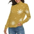 thumbnail image 2 of Snow Flake Christmas Women's Turtleneck Sweater Long Sleeve Ribbed Fitted Turtle Neck Casual Fall Winter Collection Top 2XL, 2 of 4