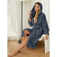 thumbnail image 4 of HEARTNICE Fuzzy Robes for Women, Long Plush Hooded Fluffy Warm Bathrobes,(Dark Grey,L-XL), 4 of 5