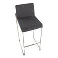 thumbnail image 3 of Fuji Contemporary High Back Barstool In Stainless Steel And Charcoal Fabric - Set Of 2, 3 of 8