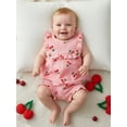 thumbnail image 5 of BemeyourBBs Toddler Baby Girls Summer Clothes 2 Pieces Outfit Strawberry Cherry Heart Sleeveless Crew Neck Ruffle Shirt Tank Top and Shorts Set, 5 of 9