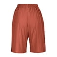 thumbnail image 6 of ABATAB Cotton Linen Shorts for Women Elastic Waisted Wide Leg with pockets Knee Length Shorts for Summer, 6 of 7