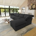 thumbnail image 3 of Sodrens Convertible Sectional Modular Sofa,L-Shaped Sofa Linen Fabric Couch Free Combination Sofa,4-Seat Sofa with One Ottoman for Living Room,Black, 3 of 11