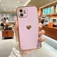 thumbnail image 3 of Phone Cases for iPhone 11 6.1" Cute Cases Plating Love Heart Side Print Design Luxury Screen Camera Protection Anti-Fall Shockproof Soft TPU Bumper Electroplated Silicone Cover, 3 of 11