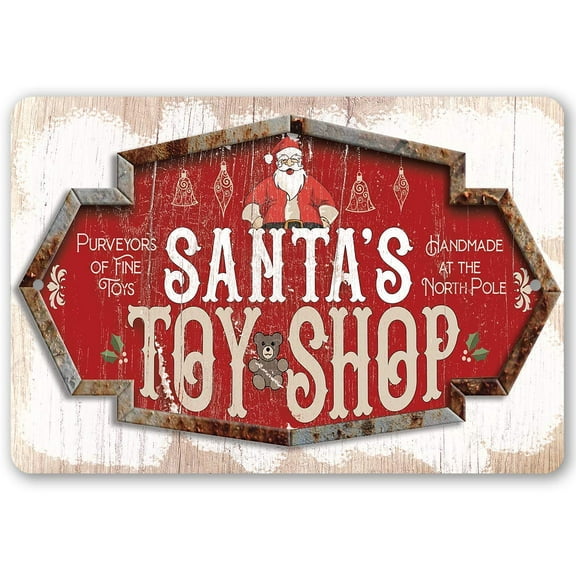 Metal Sign - Santa's Toy Shop - Durable Metal Sign - Use Indoor/Outdoor - Makes a Great Christmas Themed Toy Shop Decor Under $20 (8" x 12")