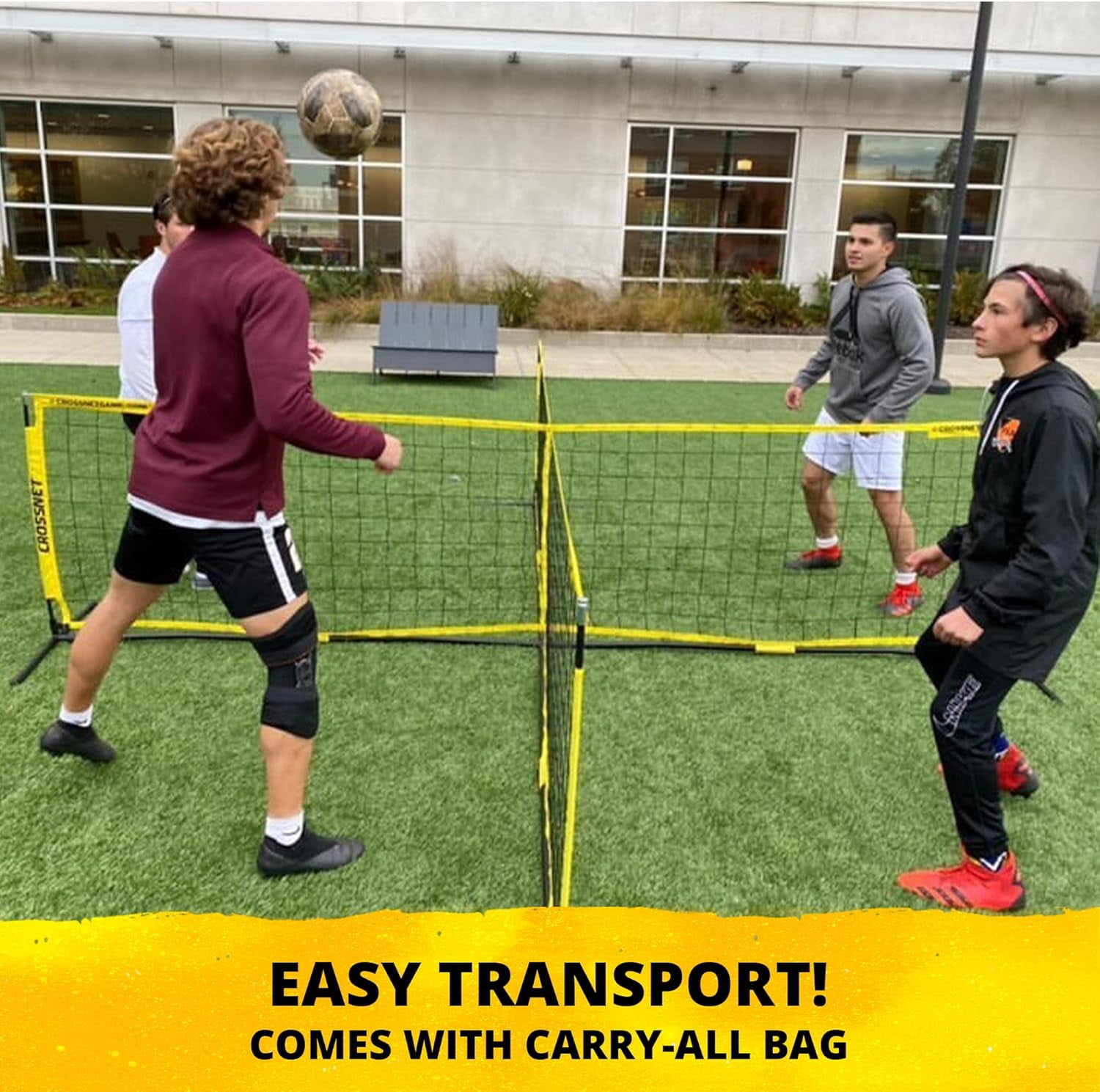 CROSSNET Four Square Soccer Game - Outdoor Sport Games for Adults and Family - Soccer Tennis Nets for Backyard & Parks - Quick Assemble and Portable - Training Soccer Equipment for Kids and Adults