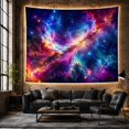 thumbnail image 6 of Blue and Magenta Nebula in a Glowing Starfield, Dramatic Celestial for Astronomy Fans, Cosmic Wall Art, Housewarming Gift, Tapestry Wall Hanging for Living Room and Studio, 6 of 7