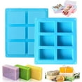 thumbnail image 1 of 2 Pieces Silicone Soap Mold, Rectangular Soap Mould, Homemade Soap Mould, 6 Cavity Soap Mould, Blue Diy Silicone Soap Molds For Making Soaps Cakes Cho, 1 of 5