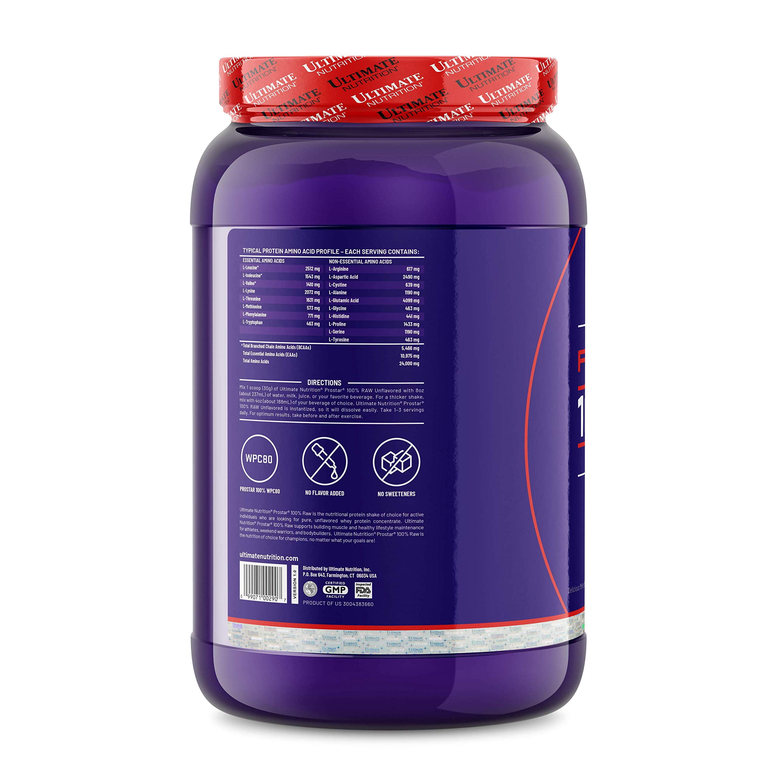 Ultimate Nutrition RAW Whey Protein Concentrate Powder– 2.2lb