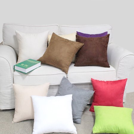 Large Solid Color Suede Fabric Throw Pillow Cover For Decoration