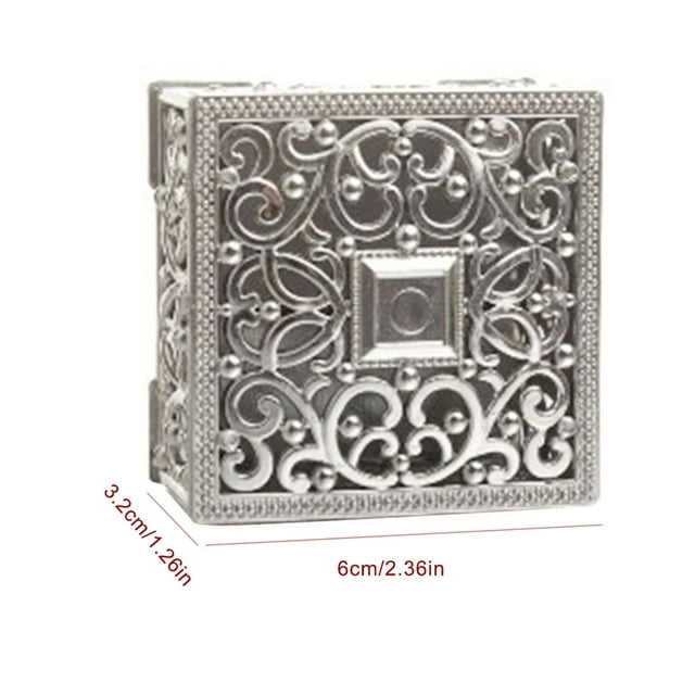 Gift Box Wedding Plated Plastic Favor Case Candy plastic gift box; wedding Snack Storage Box for Ceremony Banquet Party, Silver, Square