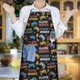 thumbnail image 6 of Multicolor Controllers Games Text Black Apron-Garden Aprons for Women with Pockets-Cotton Linen Waterproof Kitchen Cooking Gardening Aprons Adjustable for Kitchen,Cooking,BBQ and Salon 33x27 Inch, 6 of 7