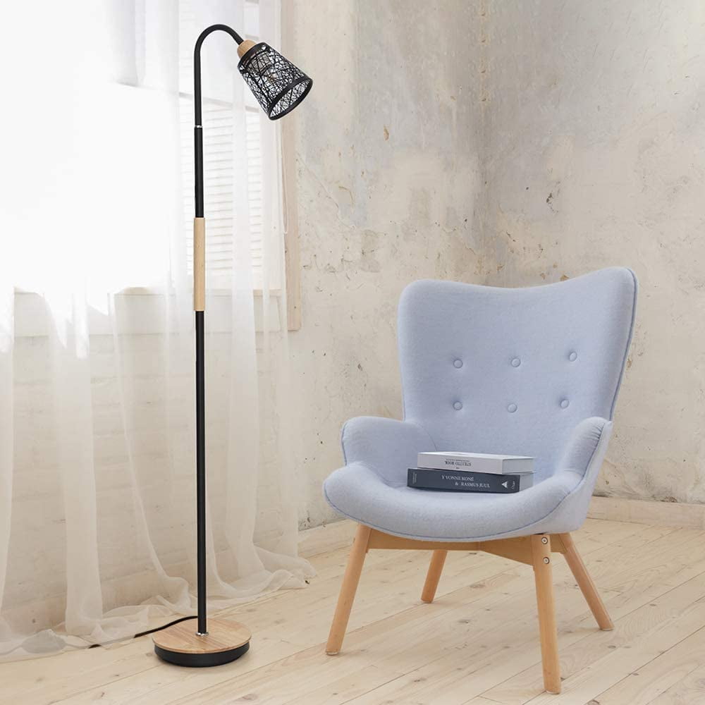 Haitral Industrial 54" 1-Light Adjustable Height Floor Lamp with 360 Adjustable Swing Arm, Black