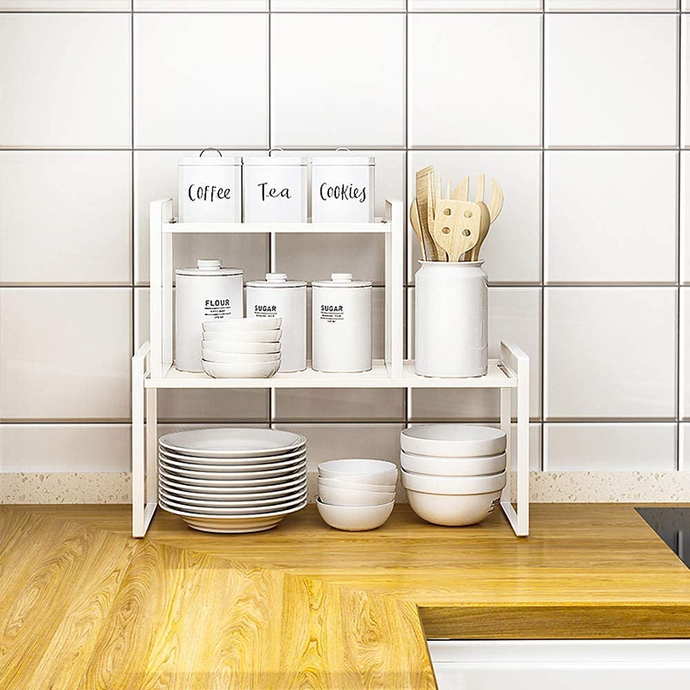 SUNFICON Metal Wire 2-Tier Countertop Storage Shelf, White photo 3
