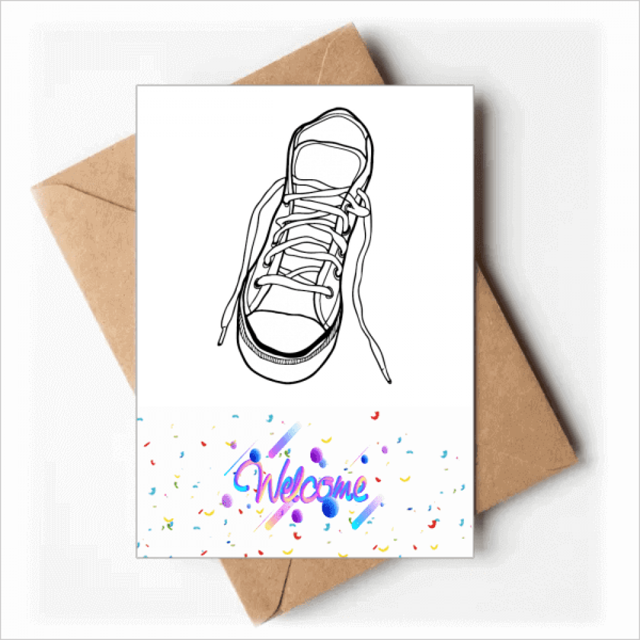 White Canvas Shoes Painted Welcome Back Greeting Cards Envelopes Blank