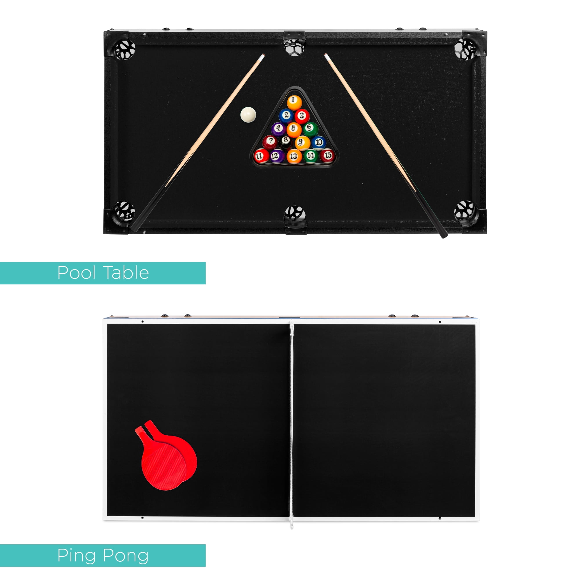 Best Choice Products 4-in-1 Multi Game Table, Childrens Arcade Set w/ Pool Billiards, Air Hockey, Foosball - Gray