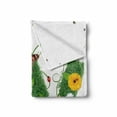 thumbnail image 2 of Letter W Soft Flannel Fleece Blanket, Nature Inspired Green Foliage with Wildflowers Various Butterflies Vivid Palette, Cozy Plush for Indoor and Outdoor Use, 50" x 60", Multicolor, by Ambesonne, 2 of 6