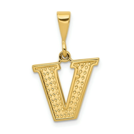 14k Yellow Gold Dainty Letter V Initial Name Monogram Necklace Pendant Charm