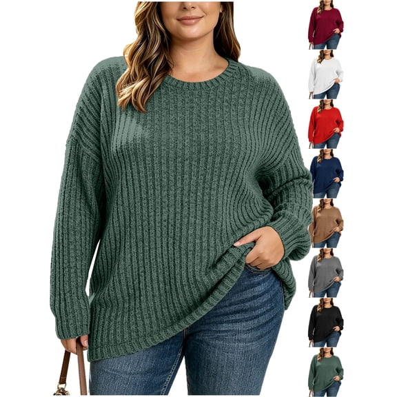 Womens Sweaters Zeliretfy Women's Plus Size Oversized Sweater Fall Casual Pullover Tops Long Sleeve Crewneck Clothing Apparel Fashion Fall Outfits