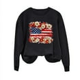 thumbnail image 5 of NuoCaiYun Independence Day T-Shirt for Women, New Winter Ladies Long Sleeve Round Neck Pullover Black White Blouses, 5 of 6