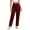 Wine, variant on Women's Elastic High Waist Pants Drawstring Linen Ankle Solid Color Pants Casual Slim Tapered Cropped Trousers with Side Pockets, Lightweight Straight Leg Vacation Jogger Pants
