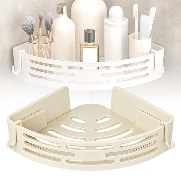Suction Cup Corner Shower Caddy Wall Mounted Shower Shelf No Drilling Bathroom Storage Organizer Basket Strong Hold Waterproof Plastic Shower Organizer White 1 Pack,suction shower caddy