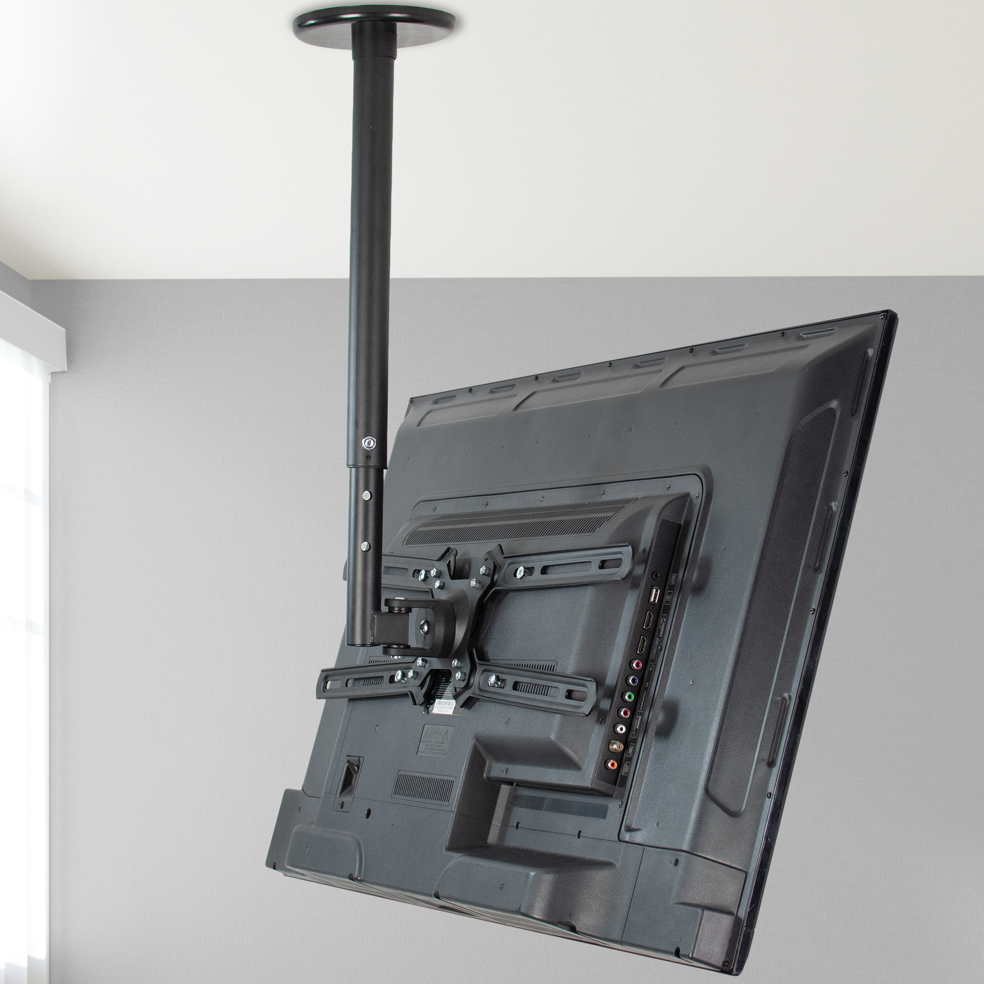 Vivo Black Manual Fully Adjustable Flat Ceiling Tv Mount For