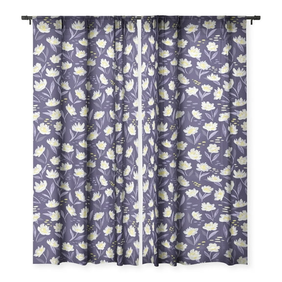 Society6 Avenie Midnight Desert Blooms 50" x 84" Single Panel Sheer Window Curtain