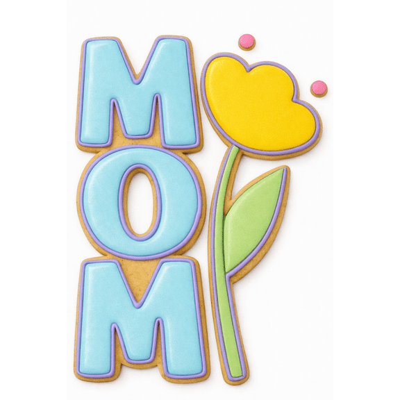 MOM Floral Stack Cookie Cutter & Stamp
