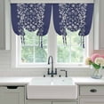 thumbnail image 4 of Japanese Balloon Curtains for Living Room/French Door, Navy Blue Country Flowers Leaves Aesthetic Tie Up Curtains 63 Inch Length Energy Saving Kitchen Curtains Shades for Windows 42"x63", 4 of 8