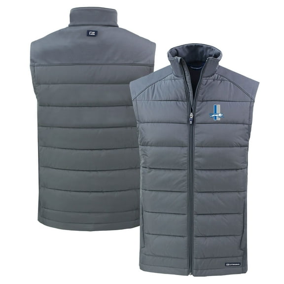 Men's Cutter & Buck Gray Detroit Lions Throwback Evoke Hybrid Eco Softshell Recycled Full-Zip Vest