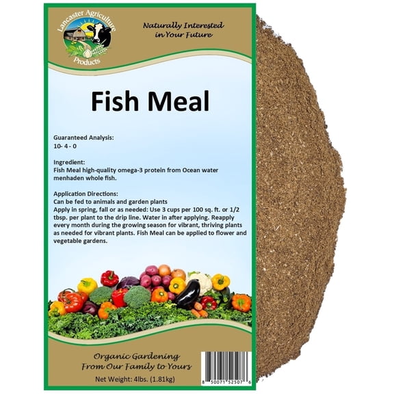 Fish Meal Fertilizer 4 Pounds for Vegetable Gardens, Flower Beds, Outdoor Plants, Trees & Shrubs - Ideal Nutrient-Rich Blend for Healthy Growth & Vibrant Blooms - Lancaster Agriculture Products