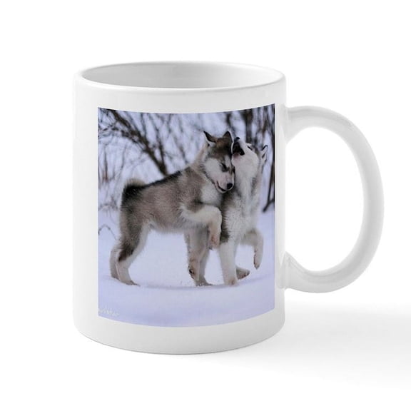 CafePress - Wolves Playing Mug - 11 oz Ceramic Mug - Novelty Coffee Tea Cup
