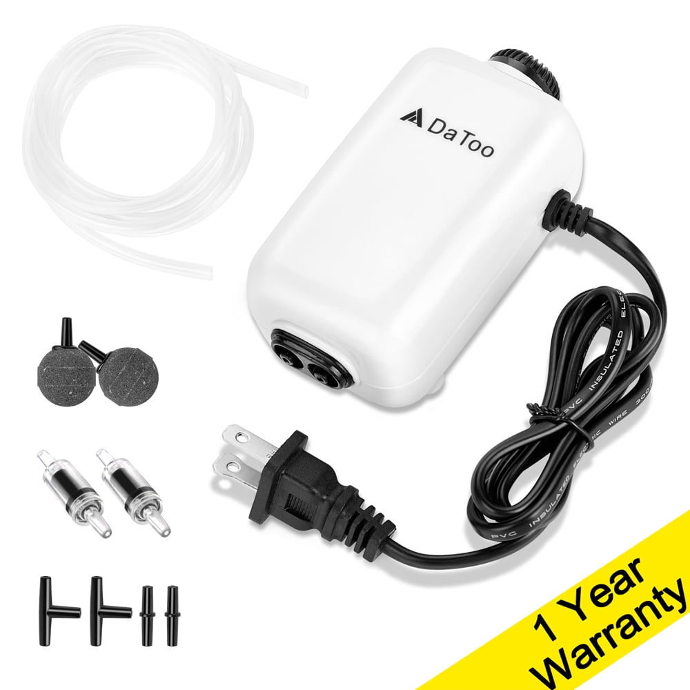 DaToo Aquarium Air Pump 3 Watt Adjustable Oxygen Pump With 2 Outlets