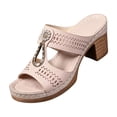thumbnail image 2 of Domuza Block Heel Sandals for Women Summer Open Toe Chunky Platform Wedges Non-Slip Casual Hollow Out Lightweight Shoes Pink 7.5（EU-39）, 2 of 4