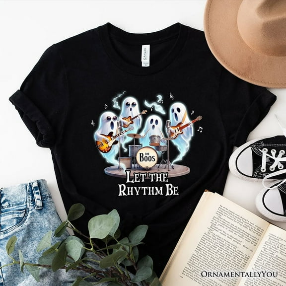 Let the Rhythm Be Ghost Band T-Shirt, Whimsical Music Tee for Guitar Rock Style People