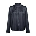 thumbnail image 4 of Tops for Women Trendy Satin Cowl Neck Long Sleeve Elegant Business Work Plus Size Tops, 4 of 4