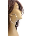 thumbnail image 2 of Large Crystal Hoop Earrings 2.75 inch Silver Rhodium Plated Rhinestone Hoops, 2 of 2