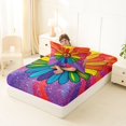 thumbnail image 4 of Manfei Bling Rainbow Print Twin Fitted Sheet, Tribal Groovy Flower Bedding, Purple Red, 2 Pieces, 1 Fitted Sheet and 1 Pillowcase, 4 of 6