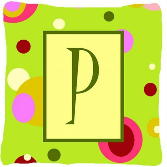 Letter P Initial Monogram - Green Decorative Indoor & Outdoor Fabric Pillow