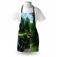 thumbnail image 3 of Japanese Apron Lake Red Bridge in Asian Gardens Trees Natural Paradise Theme Loneliness in Nature, Unisex Kitchen Bib Apron with Adjustable Neck for Cooking Baking Gardening, Green Blue, by Ambesonne, 3 of 3