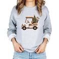thumbnail image 4 of Ink-Printed Image NOT a Yarn Patch - Christmas Golf Cart Sweatshirt for Women Festive Sweater Gray Sweatshirt Adult Medium, 4 of 5