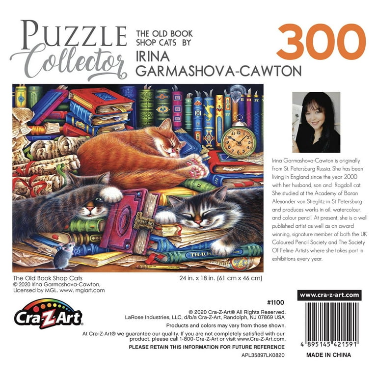 Cra-Z-Art Puzzle Collector 300-Piece The Old Book Shops Cats Jigsaw Puzzle
