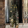 thumbnail image 3 of Women Floral Printed Adjustable Strap Denim Bib Overall Wide Leg Casual Baggy Overalls Jumpsuit, 3 of 3