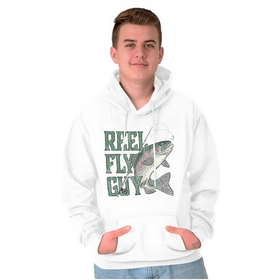 Reel Fly Guy Fishing Lover Cool Funny Unisex Plus Fleece Graphic Hoodie Brisco Brands 2X