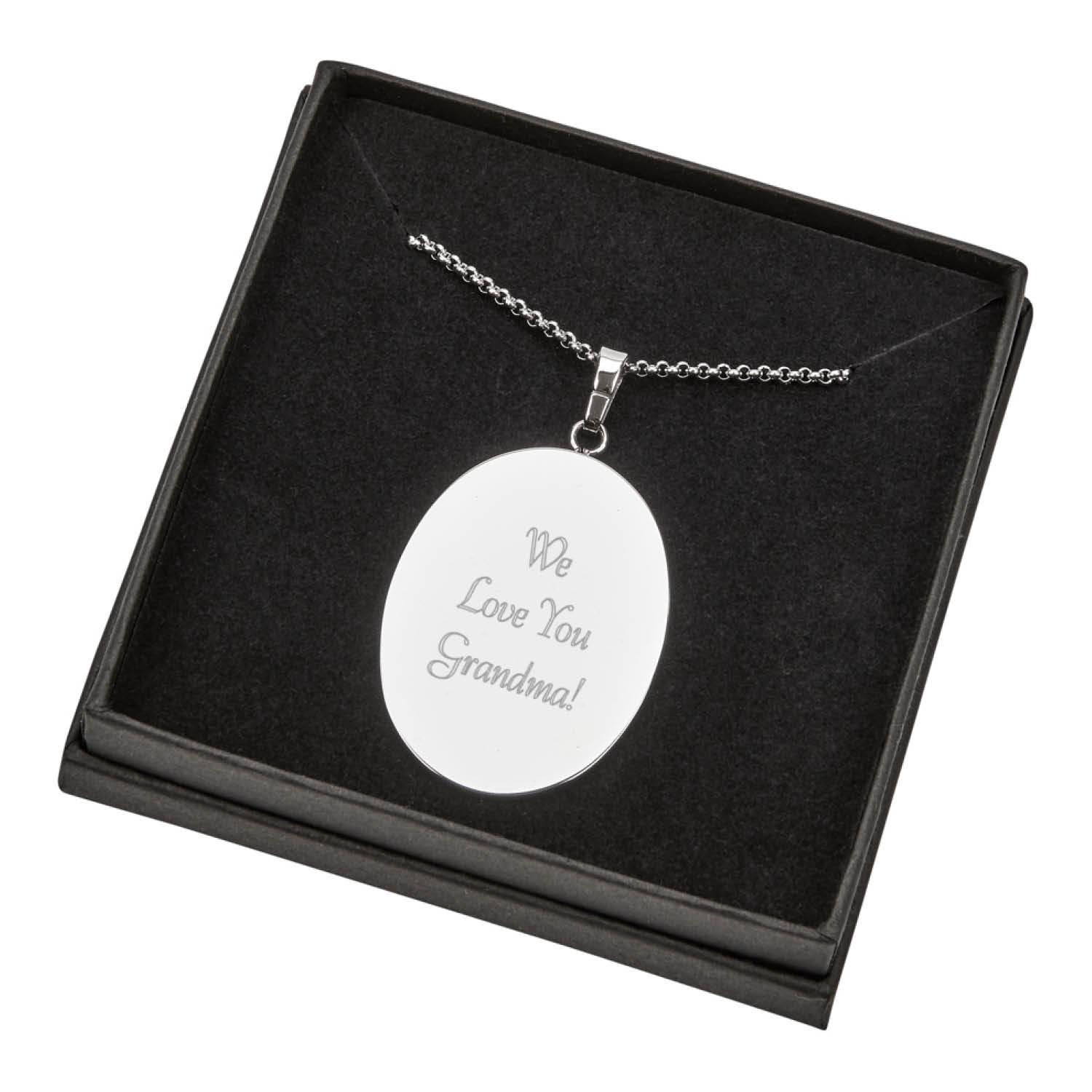 Any Message Personalized Oval Pendant With Chain