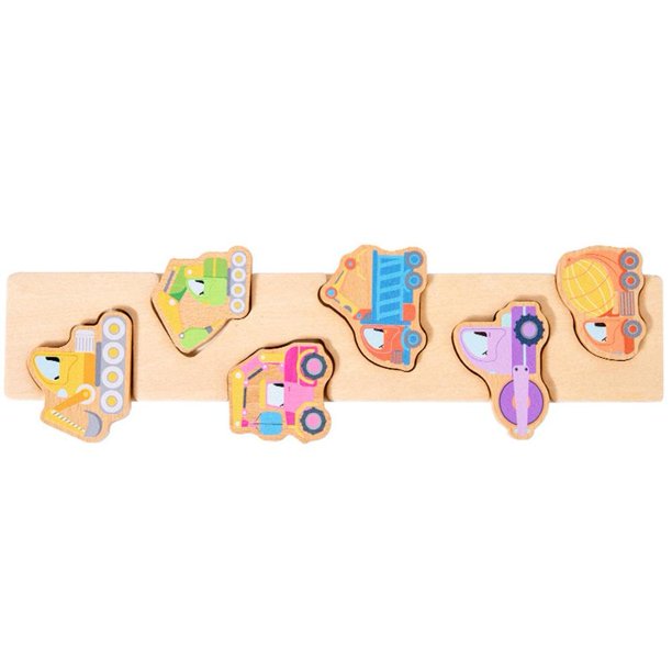 Rompecabezas 3D de dibujos animados para niños, juguete educativo de aprendizaje, rompecabezas a juego de cognición de tráfico, fruta, Animal de madera