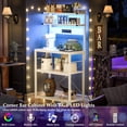 thumbnail image 2 of Bakers Rack with Power Outlet, Microwave Stand, 5 Tiers Coffee Bar Station with Led Lights, Kitchen Storage Shelf with 6 S-Shaped Hooks, Kitchen Rack for Spices, Pots and Pans, White, 2 of 14