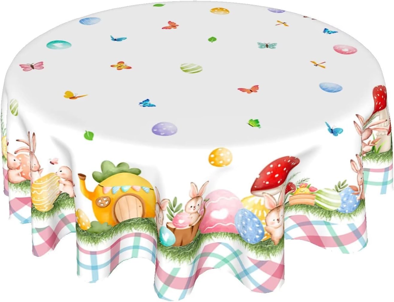 WISH TREE Easter Tablecloth Round Spring Floral Tablecloth Farmhouse